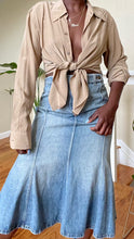 Load image into Gallery viewer, medium wash denim midi skirt
