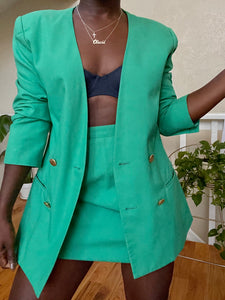 kelly green skirt suit