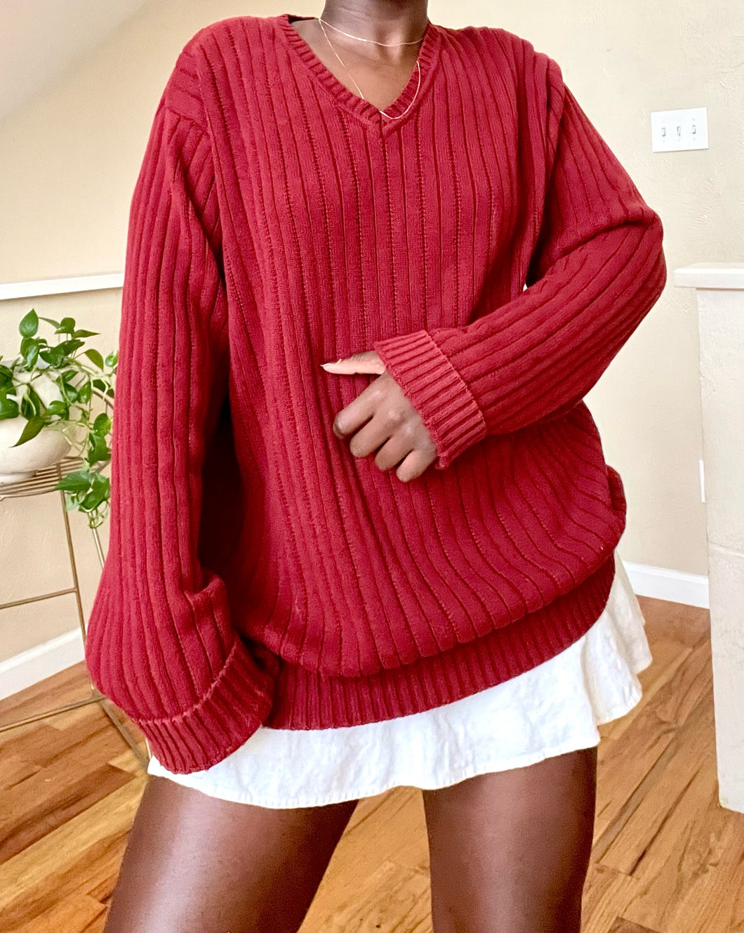 wine ribbed sweater