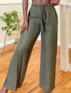 olive wide leg trousers