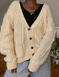 cream cable knit cardigan