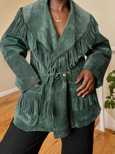Load image into Gallery viewer, basil suede fringe leather jacket
