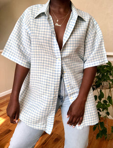 baby blue gingham s/s button up