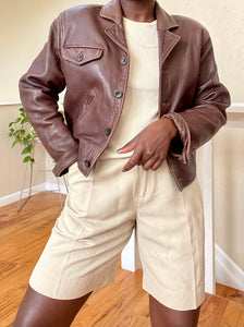 butter soft chocolate cropped leather jacket