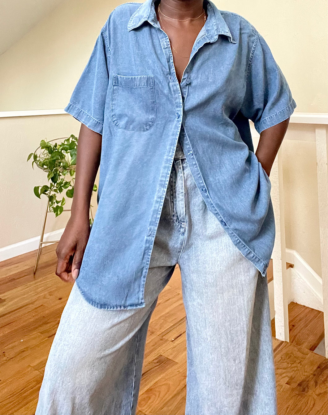 chambray button up