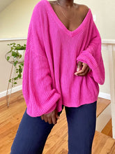 Load image into Gallery viewer, hot pink slouchy sweater
