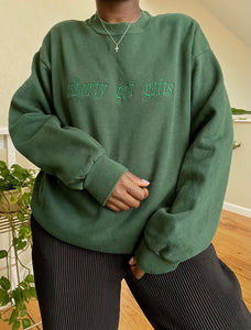 hunter green shorty got gifts crewneck