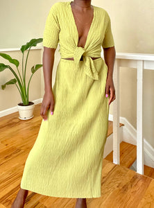 textured pear two piece skirt set