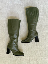 Load image into Gallery viewer, olive knee high leather boots
