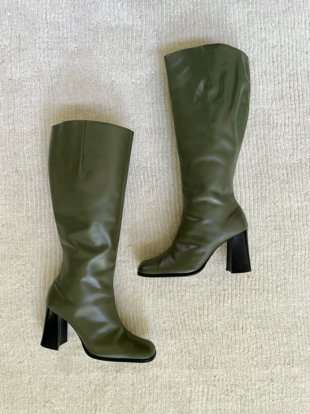 olive knee high leather boots