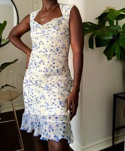 white floral midi dress