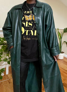 vintage deep green leather duster