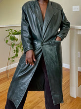 Load image into Gallery viewer, distressed hunter green leather duster
