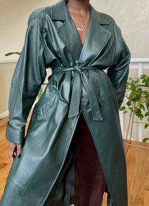 forest green leather trench