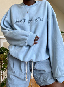 baby blue shorty got gifts crewneck