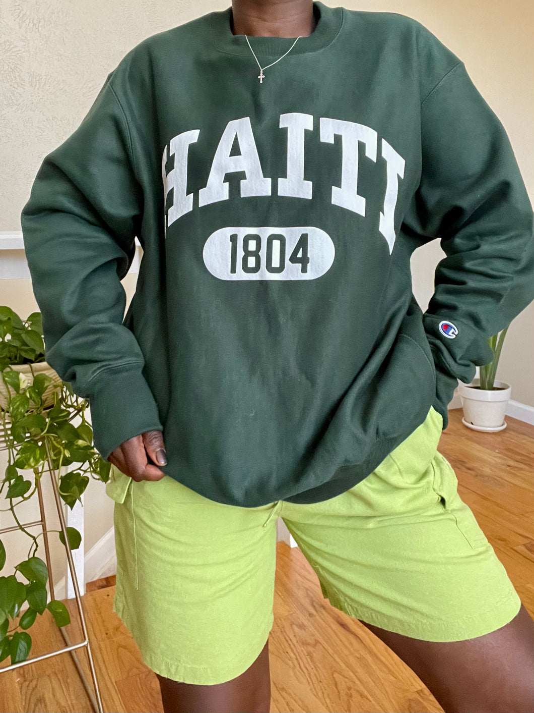 forest green haiti crewneck